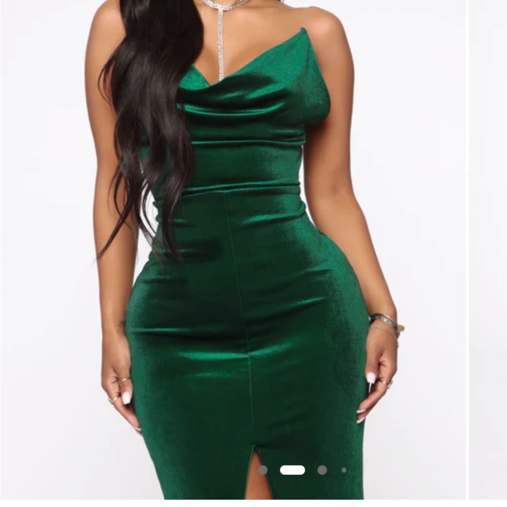 Fashion Nova Emerald Green Midi Dress